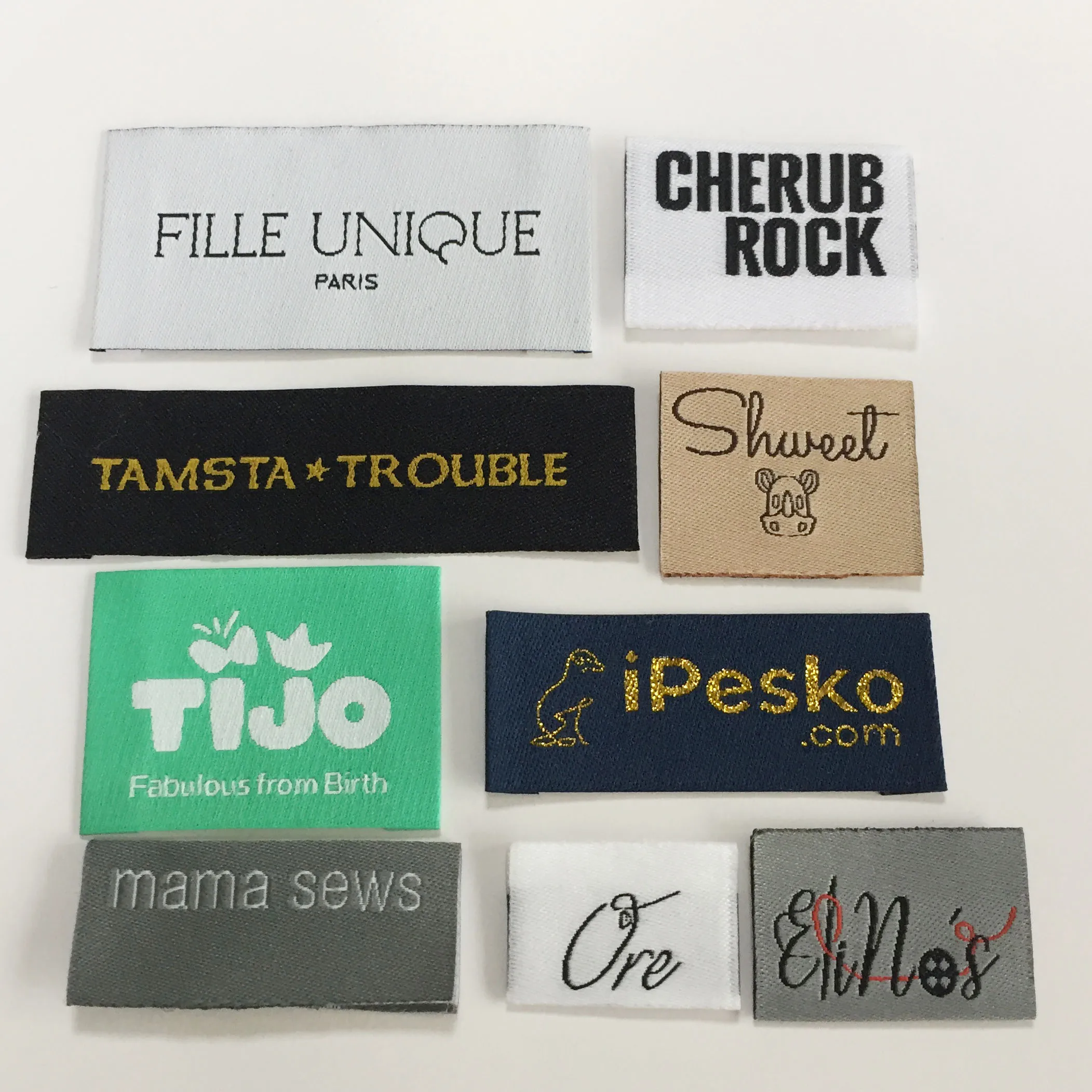 100pcs USD19 High Quality Cheap Price Custom Made Name Logo Garment Label Damask Woven Label For Clothing