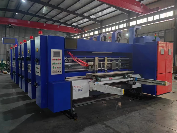 automatic 4 color printing slotting die cutting flexo printer slotter with folder gluer machine