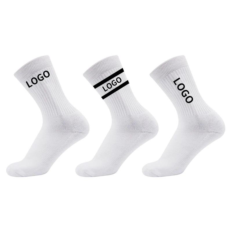 custom logo socks manufacturer unisex cotton socks white no MOQ fast sample