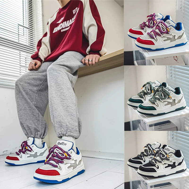 OEM ODM New Style Fashion Couple Platform Men Custom Logo Big String Designer Walking Skateboard Sneakers Casual Shoes