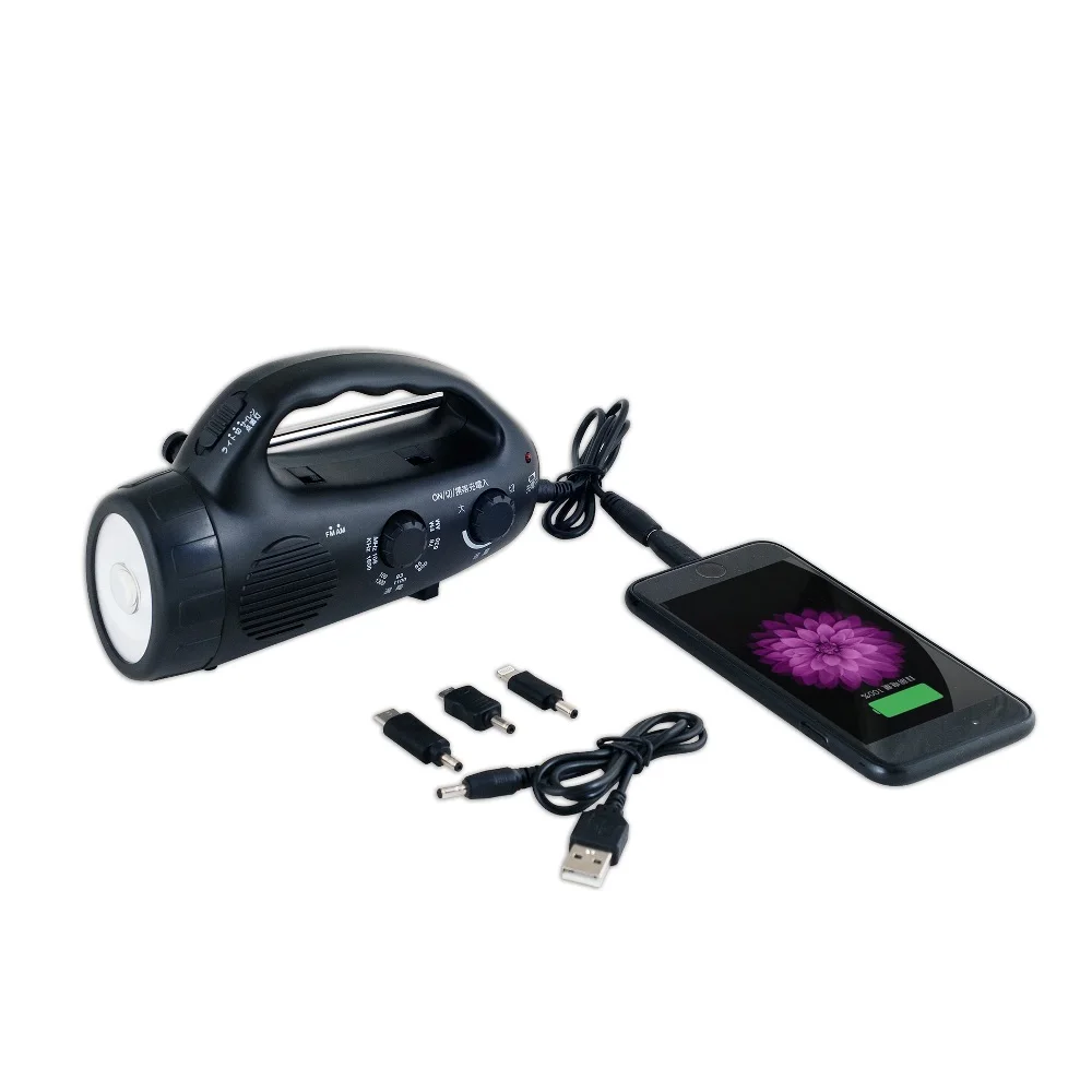 Portable Wind up radio lantern flashlight with siren blinking and smart phone charger