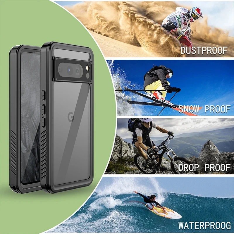 IP68 Waterproof Case For Google Pixel 8 Pro Diving Swim Outdoor Sports Anti-fall dust-proof TPU 6 7A 360 Full Cover Armor Case