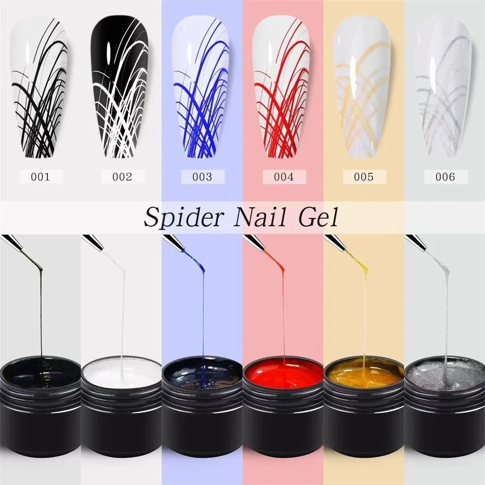 6 Color Spider Wire Gel Nail Polish 5ml Flower Drawing Painting Gel Creative Point To Line Nail Art Gel Polish Varnish Top Coat