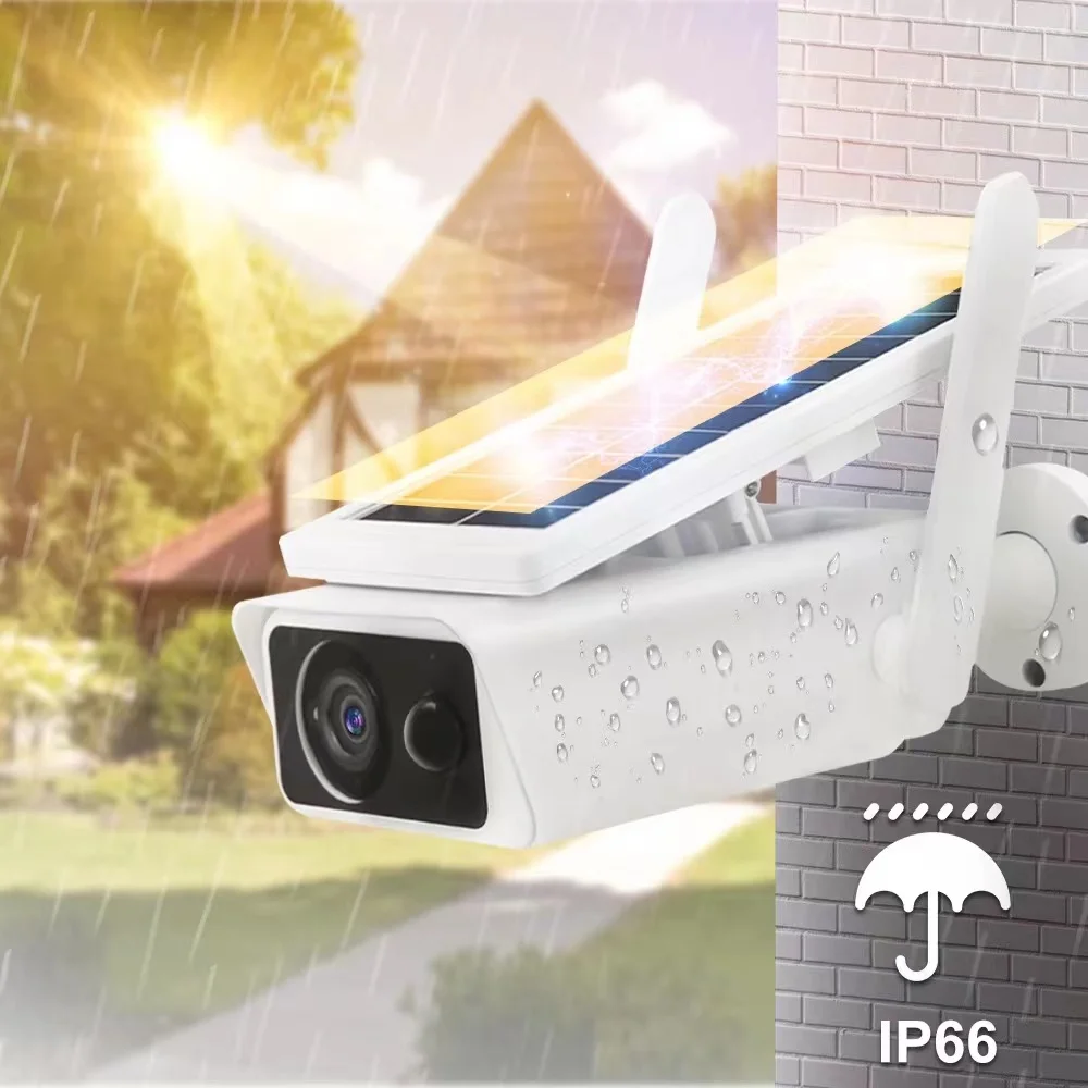 New Outdoor Wireless Dual Screen Solar Battery IP Security Camera Zoom WiFi/4G  Network Surveillance Camera