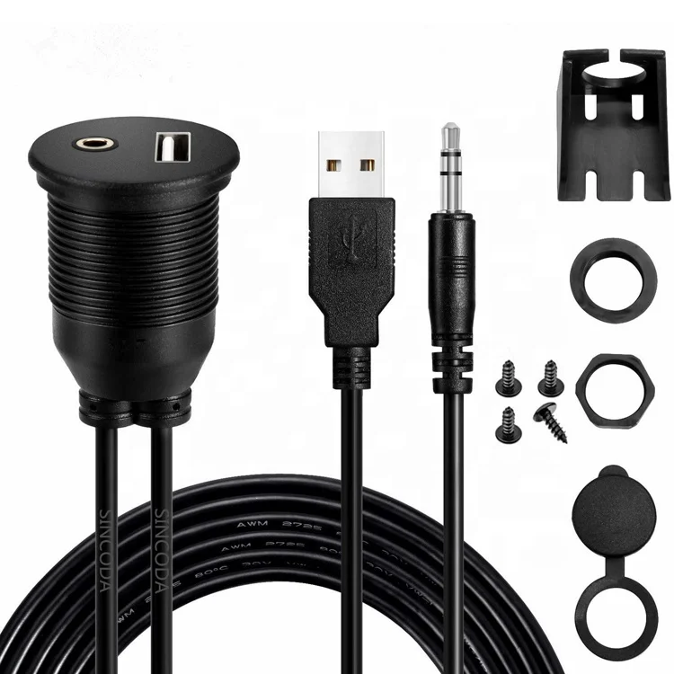 USB interface car audio AUX 3.5mm USB cable with Bracket 2M
