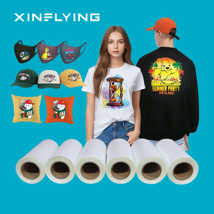 Wholesale Price DTF Cold/Hot Peeling PET Film Double Side Non-stick Powder 30cm 60cm Roll Transfer Printing Film