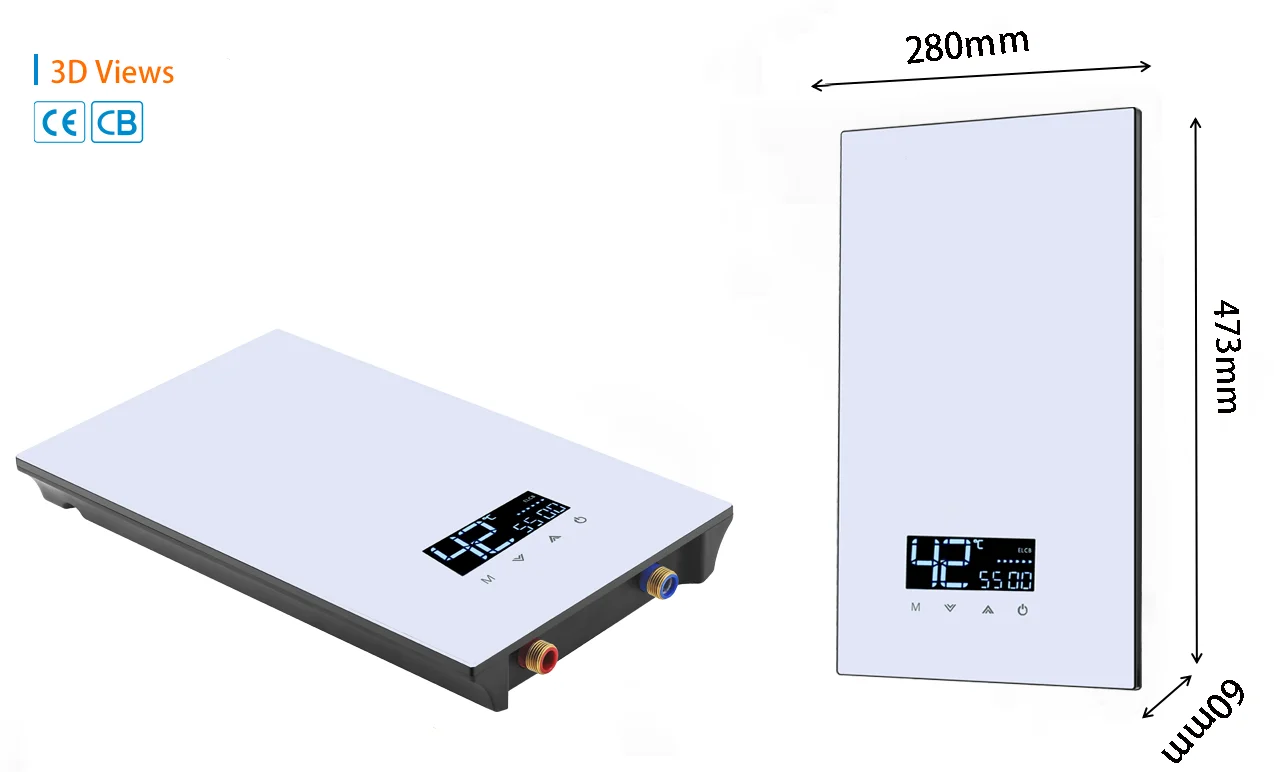 220V 8.5KW Low Price Portable Mini shower tankless water heater for hotel use