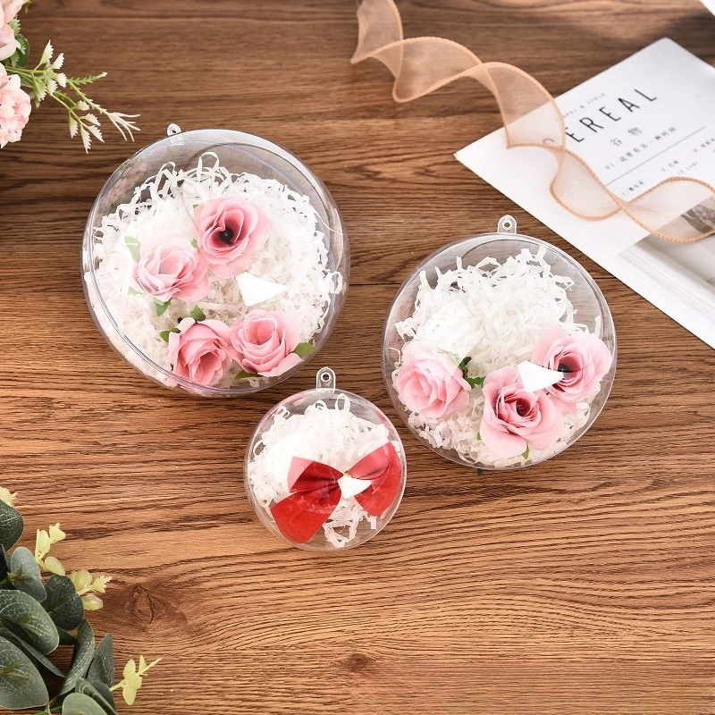 2024 Christmas Factory Bulk 2-40CM Clear round PS Acrylic Plastic Ball Openable Hollow Transparent Christmas Decoration