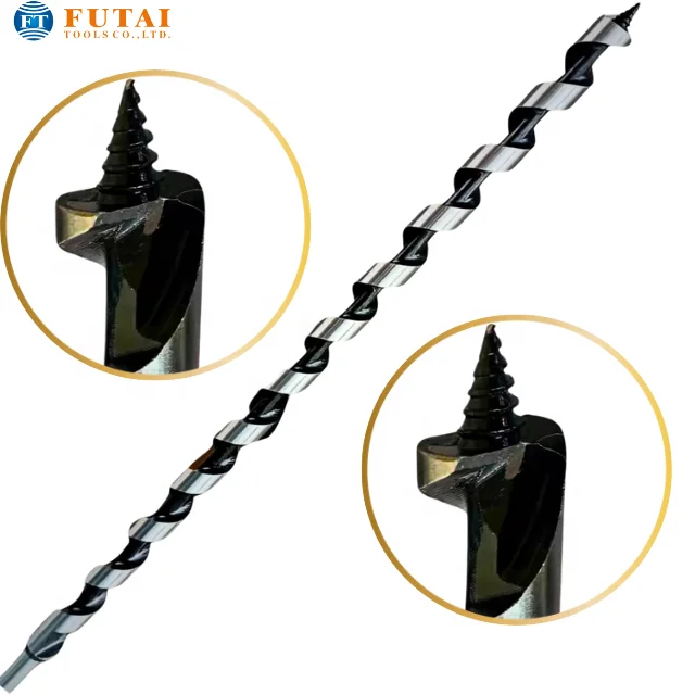 FUTAI Hex Shank Carbon Steel Twist Auger Drill Bits for Clean Wood Hole Boring