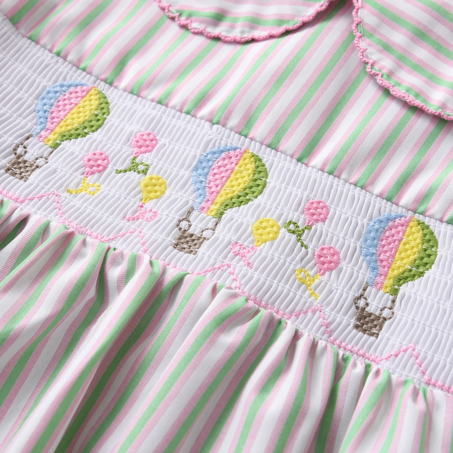 2025 New Summer Cotton Breathable Children Princess Dresses Stripe Embroidered Balloon Pattern Kids Frocks Baby Girl Dress