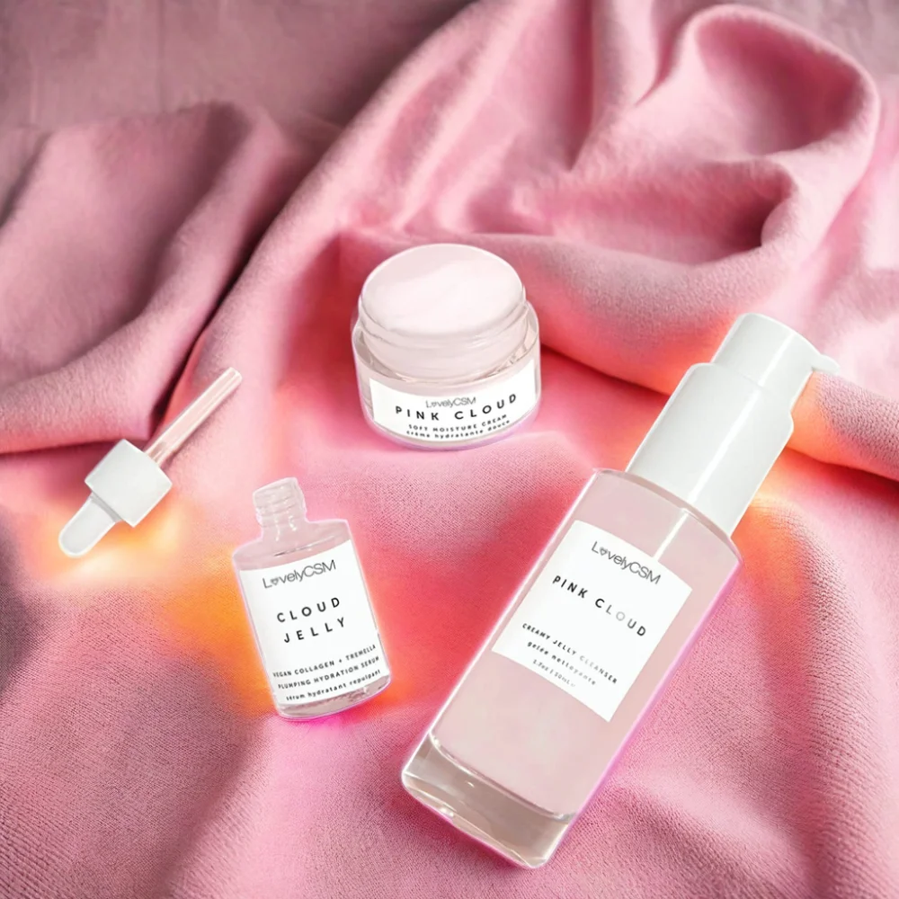 Wholesale Organic Vitamin C Pink Cloud Rejuvenating Face Spa Luxury Anti Acne Whitening Brightening Facial Skin Care Gift Set