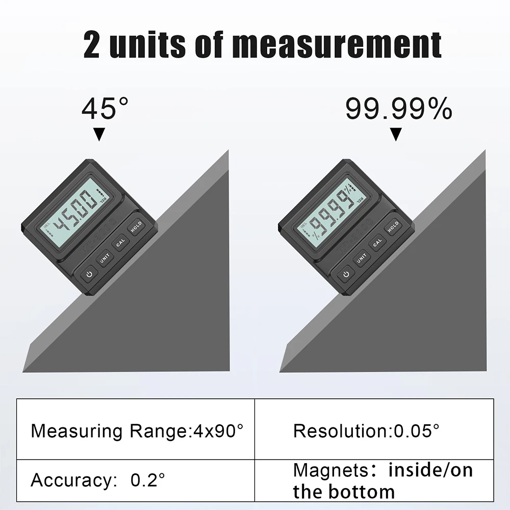 Digital Protractor Inclinometer Angle Level Goniometer Measuring Bevel Meter Magnet 90 Degree Gauge