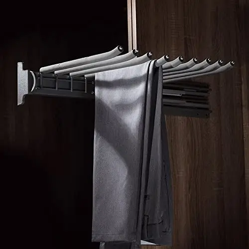 Wholesale Wardrobe Accessories Hanging Rack Side Mounted Pull Out Trouser Rack Pants Rack