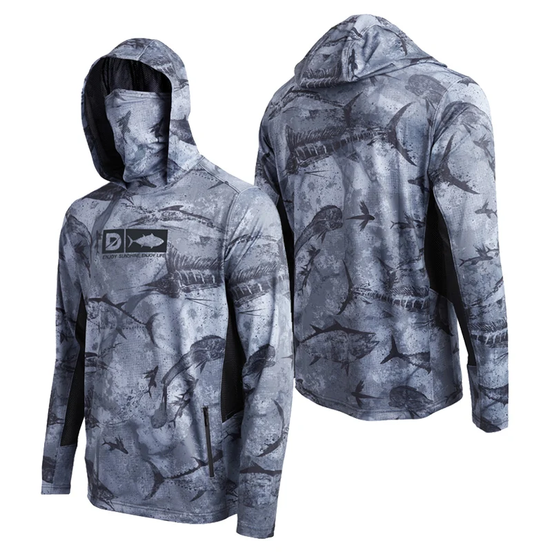 wholesale Camo fishing shirts with hood sublimated long sleeve fishing shirts Marsh wear fishing shirt
