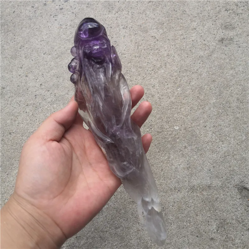 Wholesale Crystal Crafts Hand Carved  Folk Craft Amethyst Land Ancient  Old Man For Home Decoration