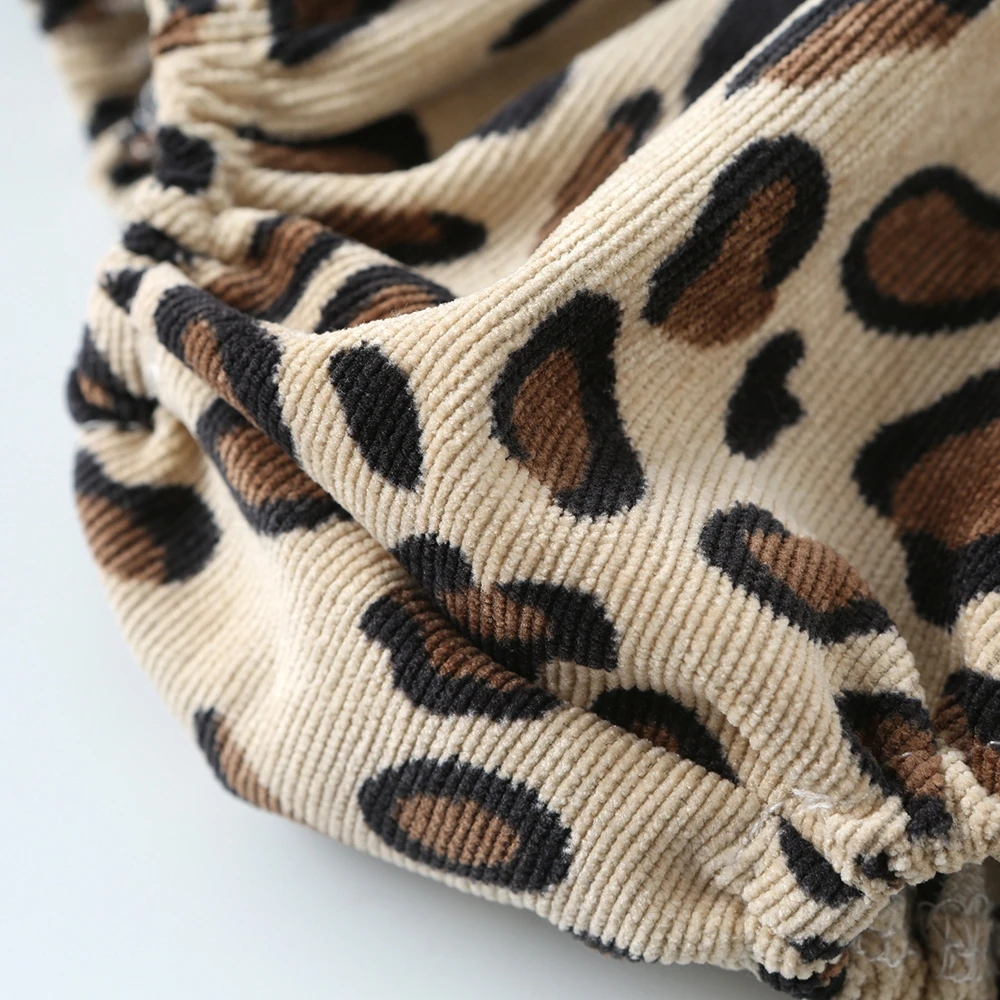 
Shijun Baby Clothes Corduroy Baby Bloomers Leopard Baby Bloomers and Headband Set 