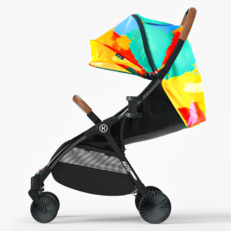 Colorful Light Weight Iridescent Adjustable Backrest Foldable Automatic Fold Travel Baby Pushchair Pram Baby Infant Stroller