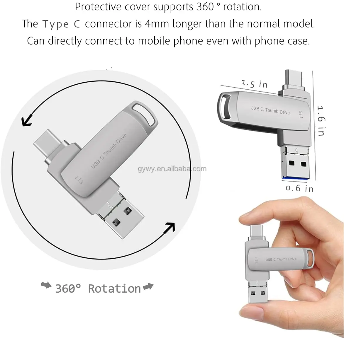 USB C Flash Drive 64GB Thumb Drive with Micro USB for Android Phone Compatible MacBook Pro Air iPad pro iPad mini6 and Computer