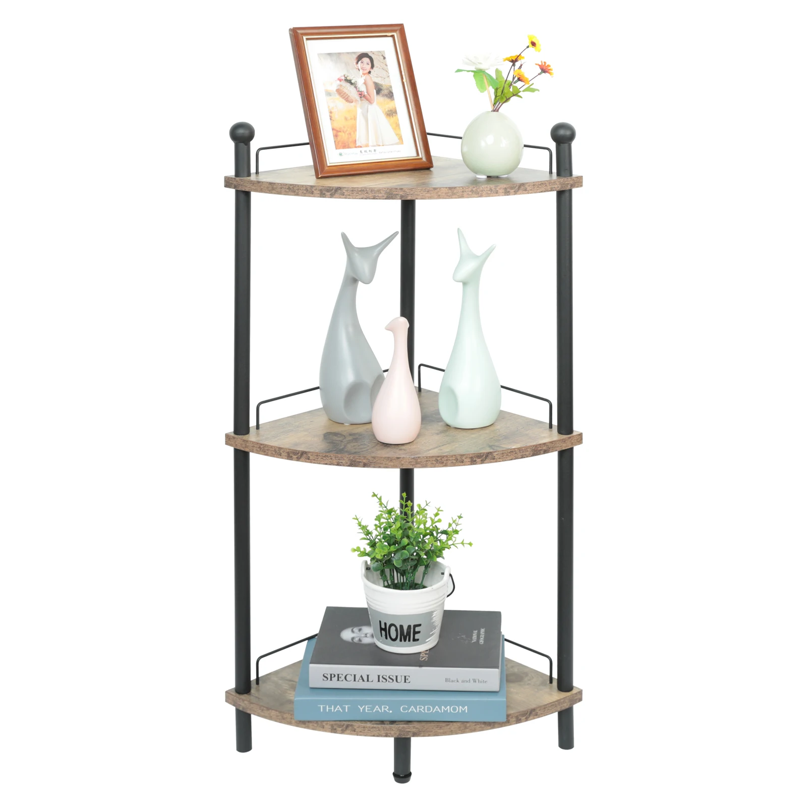 Small Corner Shelf Stand for Bathroom Bookshelf Plant Multipurpose Display Rack Industrial Storage Corner Decor Small Spaces