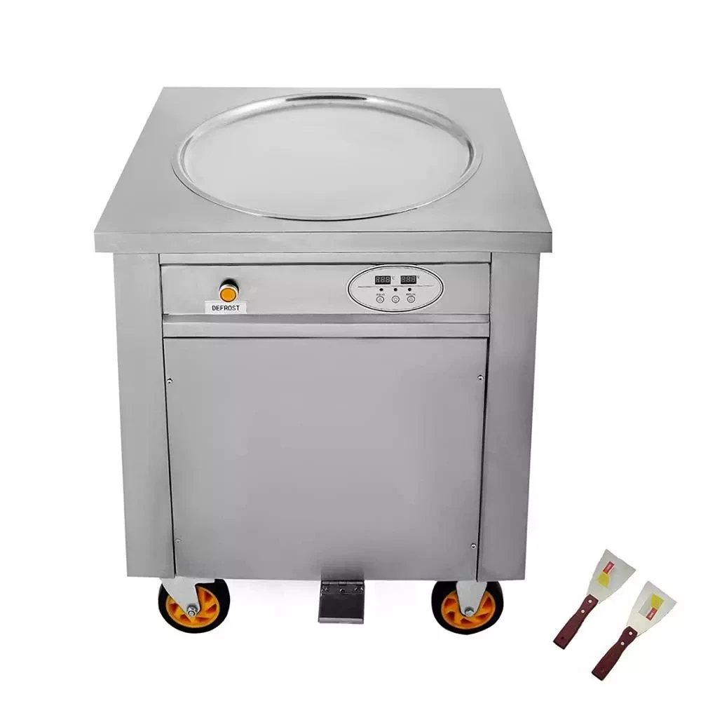 Completely-Sealed Frozen Flat Pan Ice Cream Roll Machine Fried Ice Cream Roll Machine for Sale