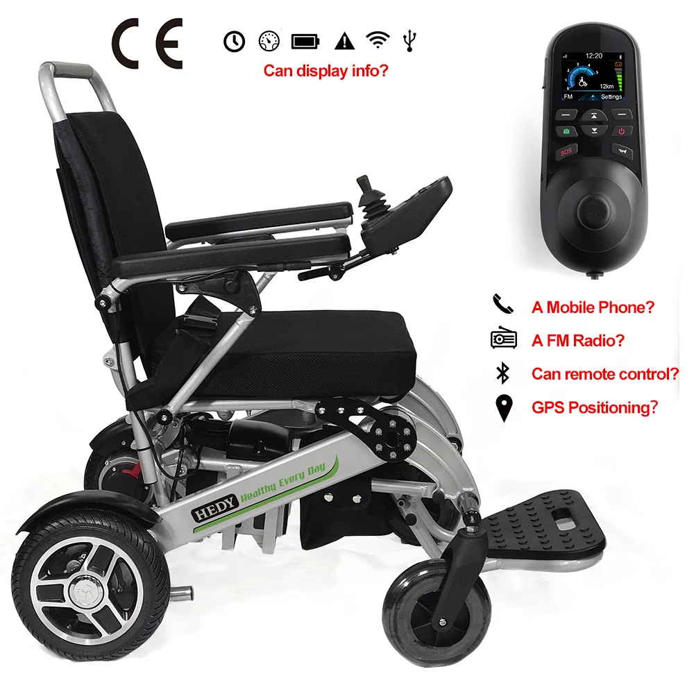 HEDY Carer-Controlled Smart Intelligent LCD Display Joystick Power Electric Wheelchair With Wireless Remote Control Function