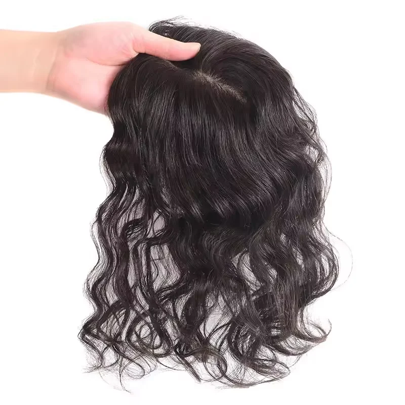 XF 2024 Hot selling 100% Real Human Hair No shedding New Silk base clip in hair topper for women