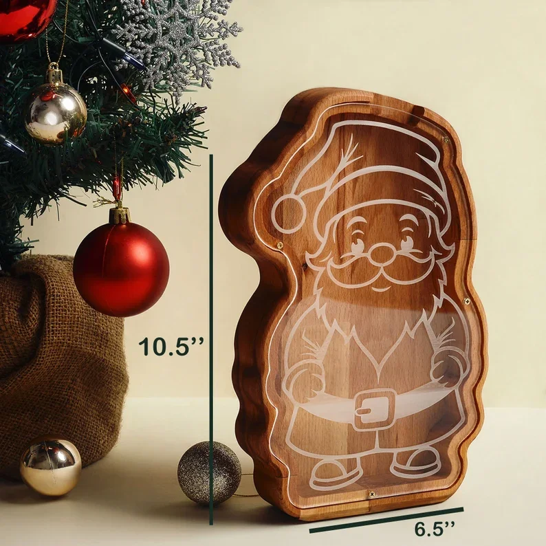 Personalized savings counter digital cash box as a holiday gift for children wooden storage box