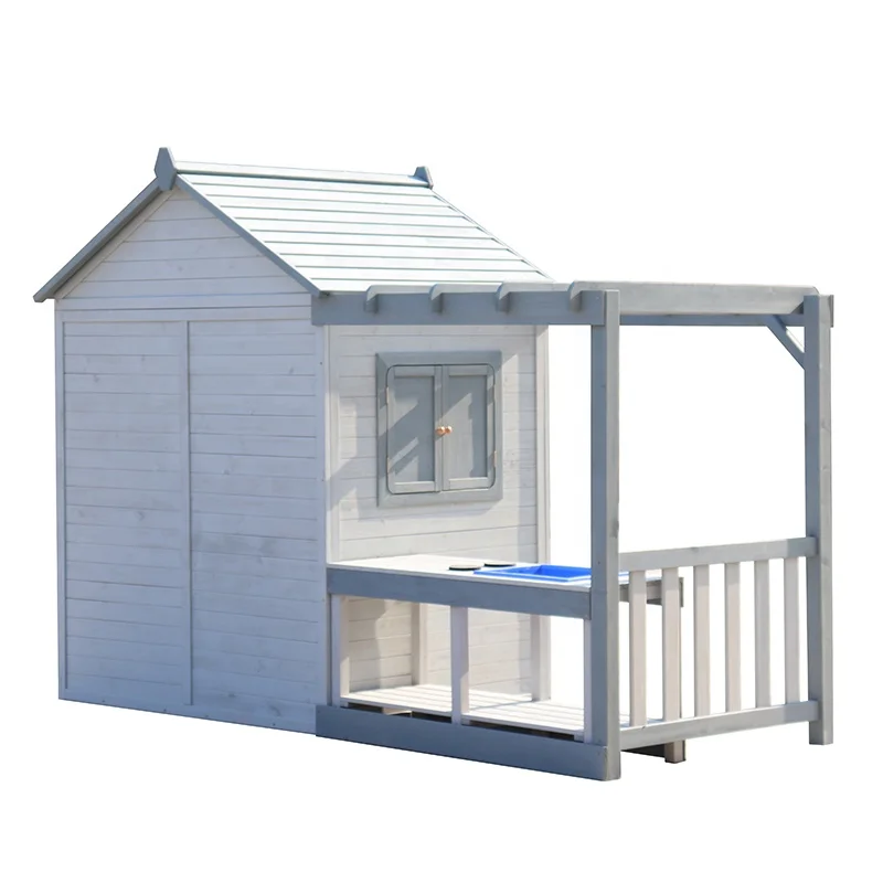 Children Kids Play House Wood Luxury Playhouse With Mud Kitchen Kindergarten Wooden Outdoor Playhouse In Playground