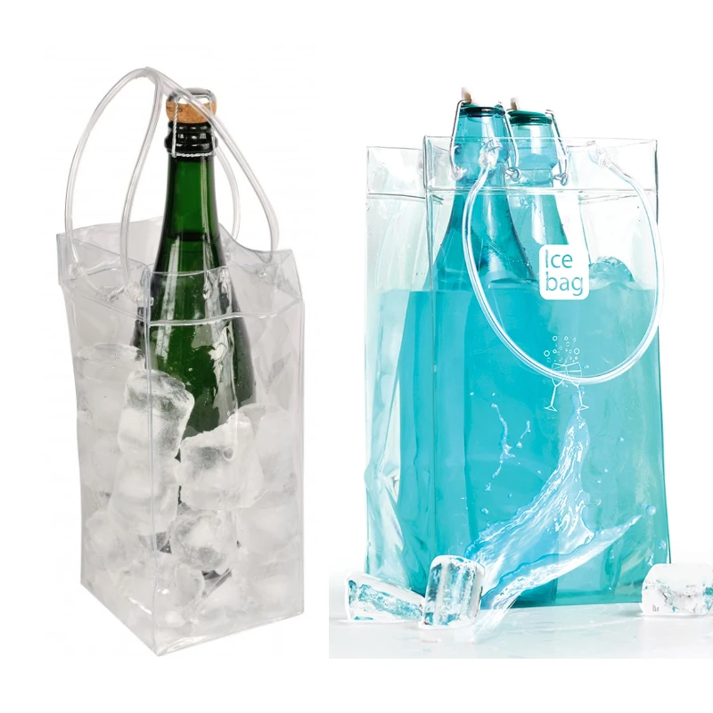 wholesale transparent chilling bag pvc ice bag wine bottle pouch bag