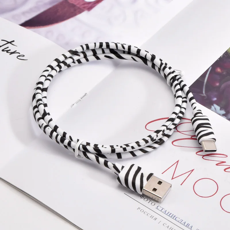 FRS Pu Material Printing Cable 1m 5v 2.1a Phone Usb Charger Cable Quick Charger Commonly Used Accessories & Parts