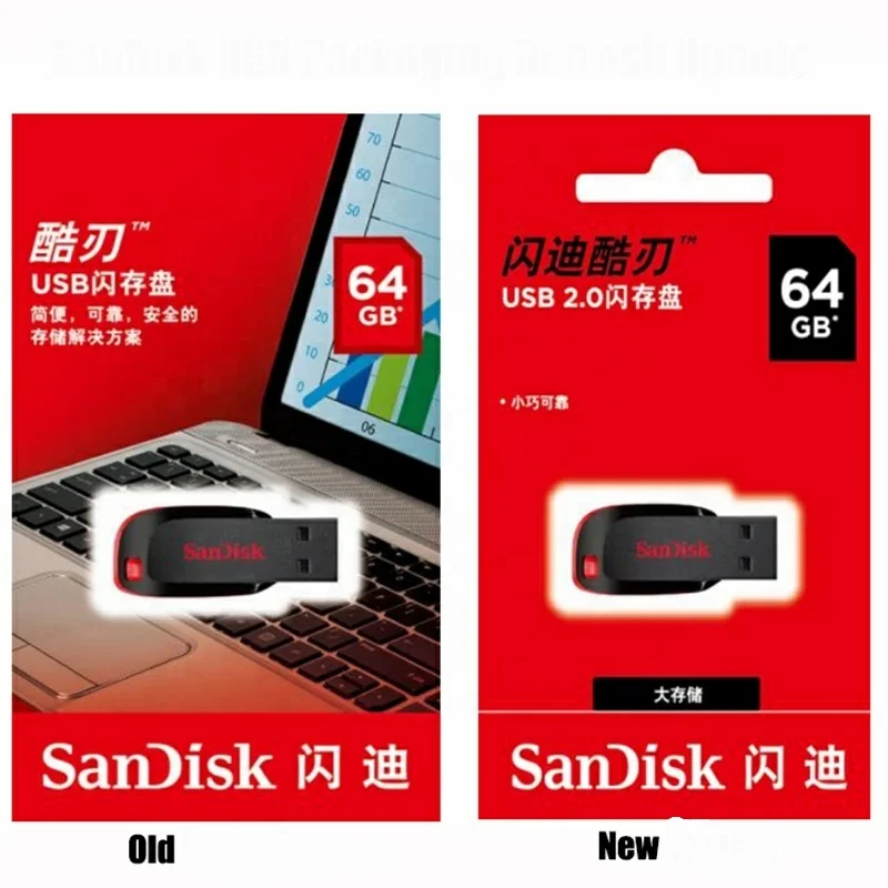  SanDisk флеш-накопитель USB 100% 32 ГБ 16 64 128 2
