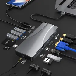 Oem 14 In 1 Usb C Hub Triple Display Usb C Docking Station With 4k Hd-mi Vga Gigabit Ethernet Power Delivery Type C Port Hub