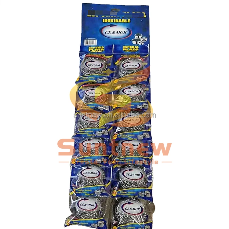 Stainless Steel Scrubber Factory Supply 410 Stainless Steel Wire Wool Sponge Scrubber Cleaning Scourer For Kitchen