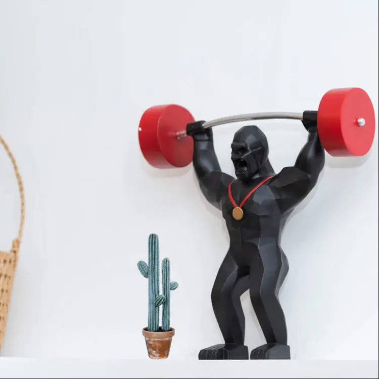 Creative Sports Competition King Kong Figures Home Decor Geometry Figura Gorila 25Cm Weightlifting Resin Gorilla Statue