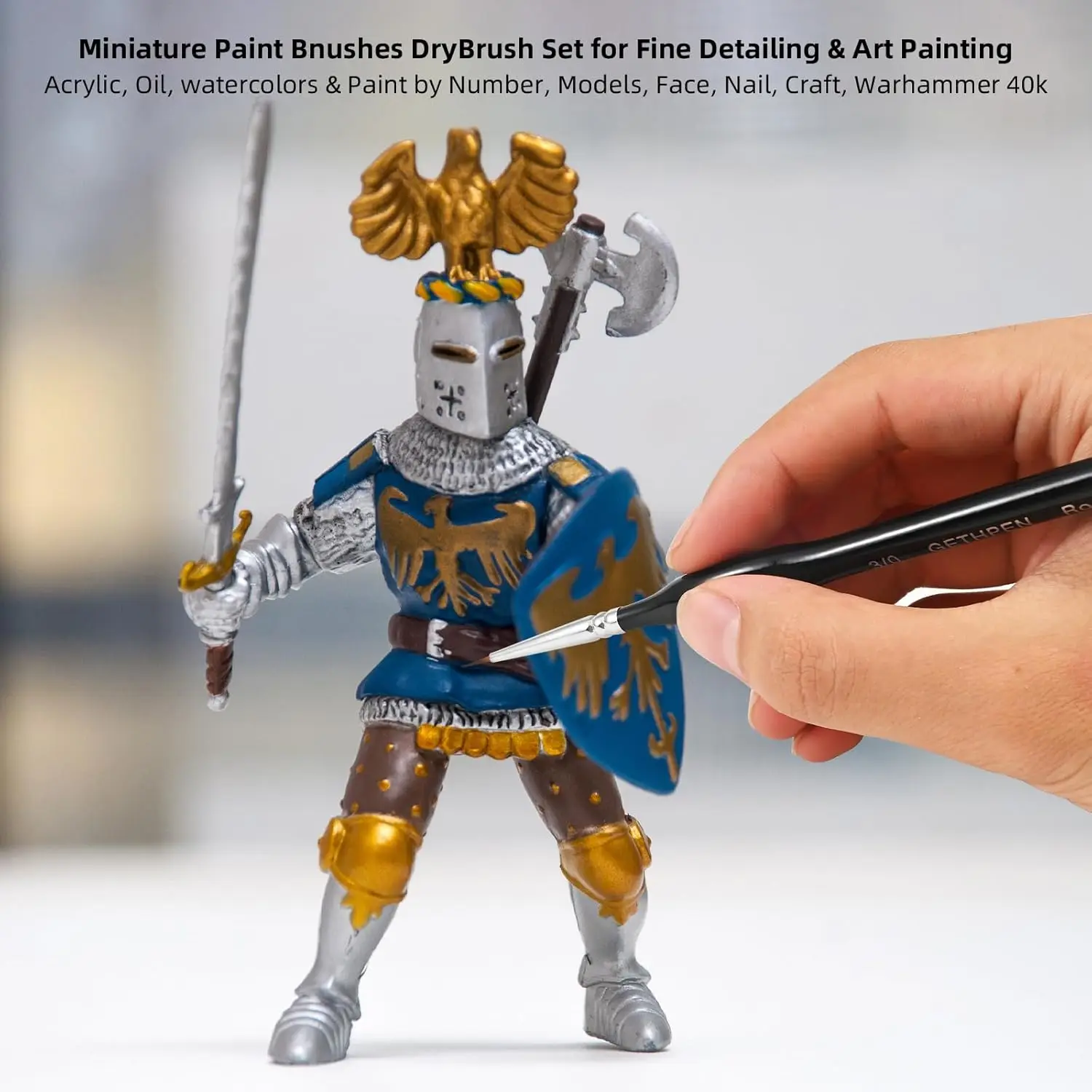 Detail Paint Brushes Set, 15pcs Miniature Brushes for Fine Detailing & Art Painting - Acrylic, Oil, Watercolors 40k