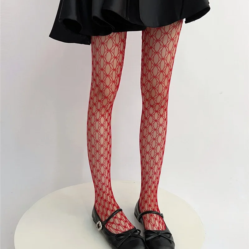 2024 Colorful grid circle mesh stockings mesh pure desire style spicy girl hollow silk Fishnet Tights Nylon Stockings
