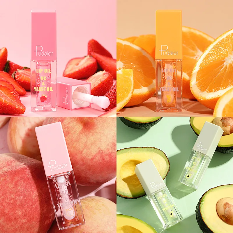 4 Flavors Plant-Fruity Moisturizing Lip-Oils Whitening Lip Lines Improve Dry Lip Oil for Daily Life