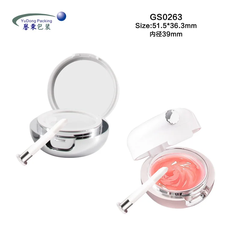 
Fashionable round flip top luxury lipgloss bottle packaging pot lip balm jar with brush applicator 