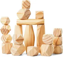 Natural Pine Balance Rock Set Preschool Sensory Kids Stacking Block Toys