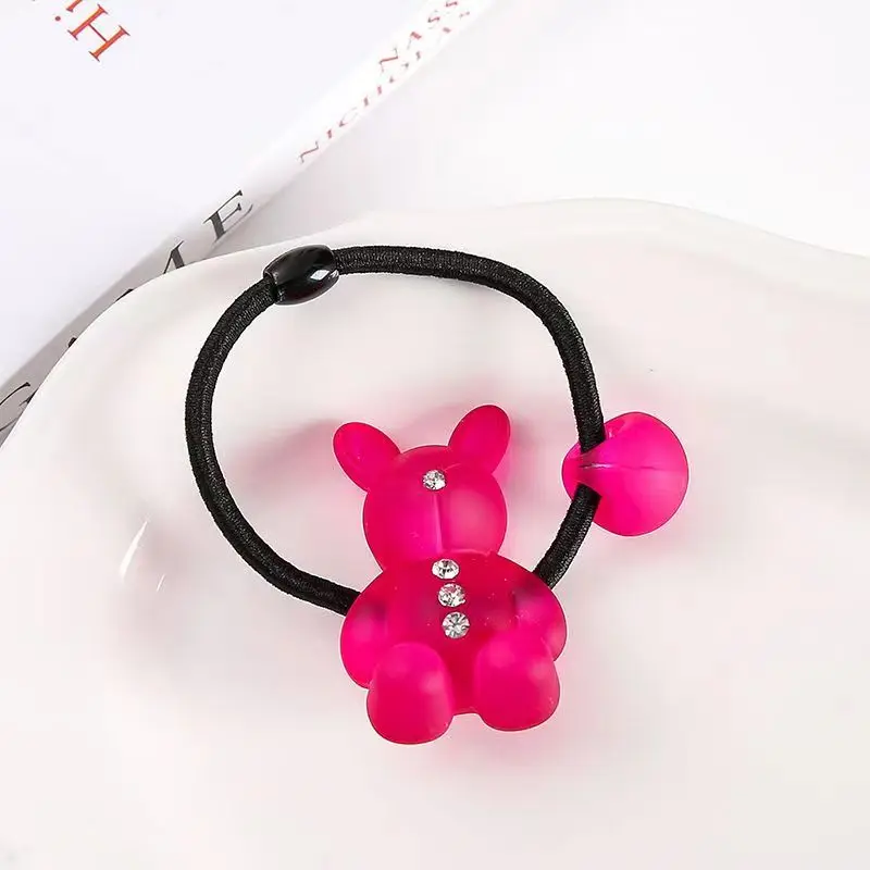 24PCS/box New Raccoon Rhinestone Elastic Hairband Ponytail Head Rope Diamond Hairband Rubber Band Ladies Hair Rope Wholesale