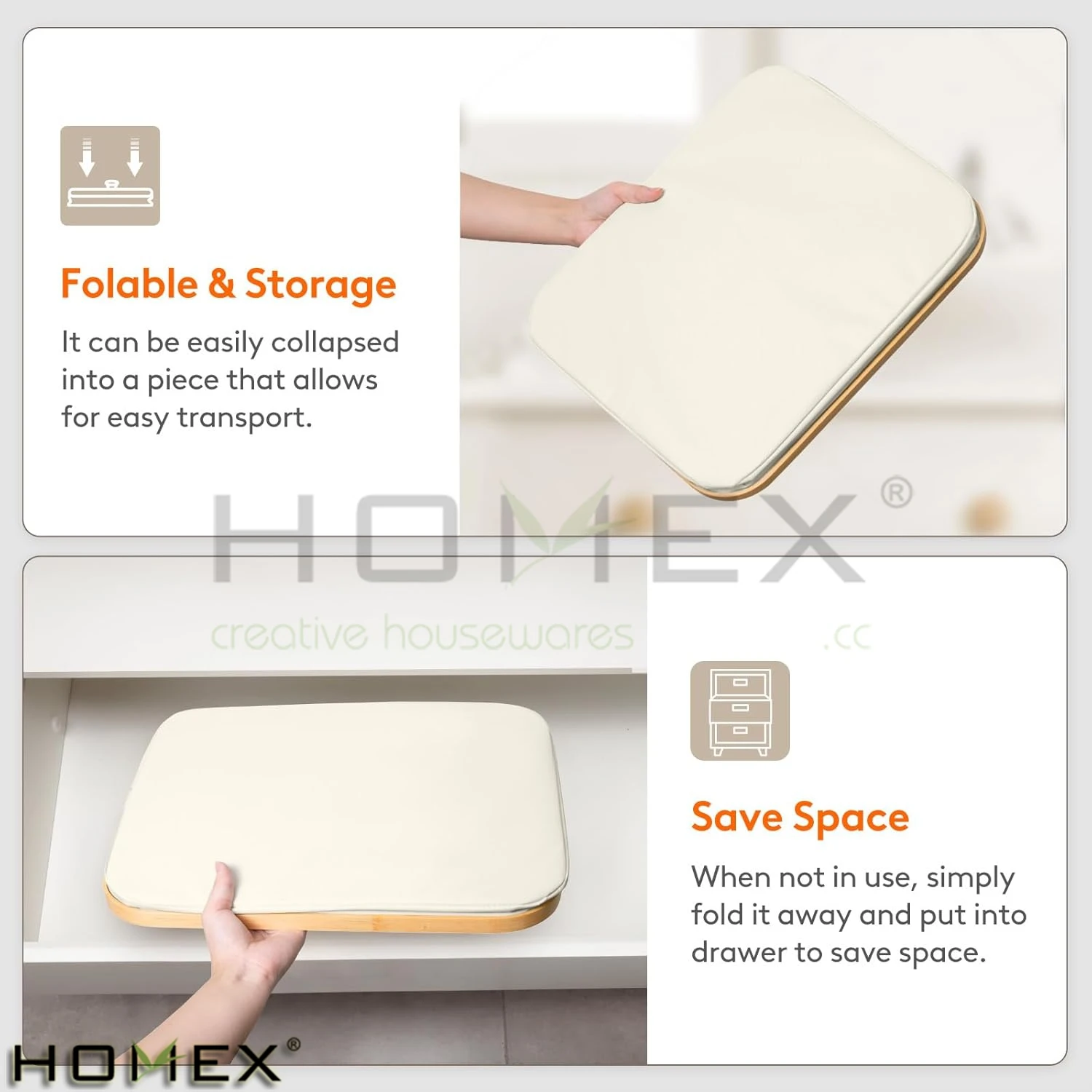 42L Collapsible 2Pack Foldable Storage Basket Storage Bin Cubes with Bamboo Handles