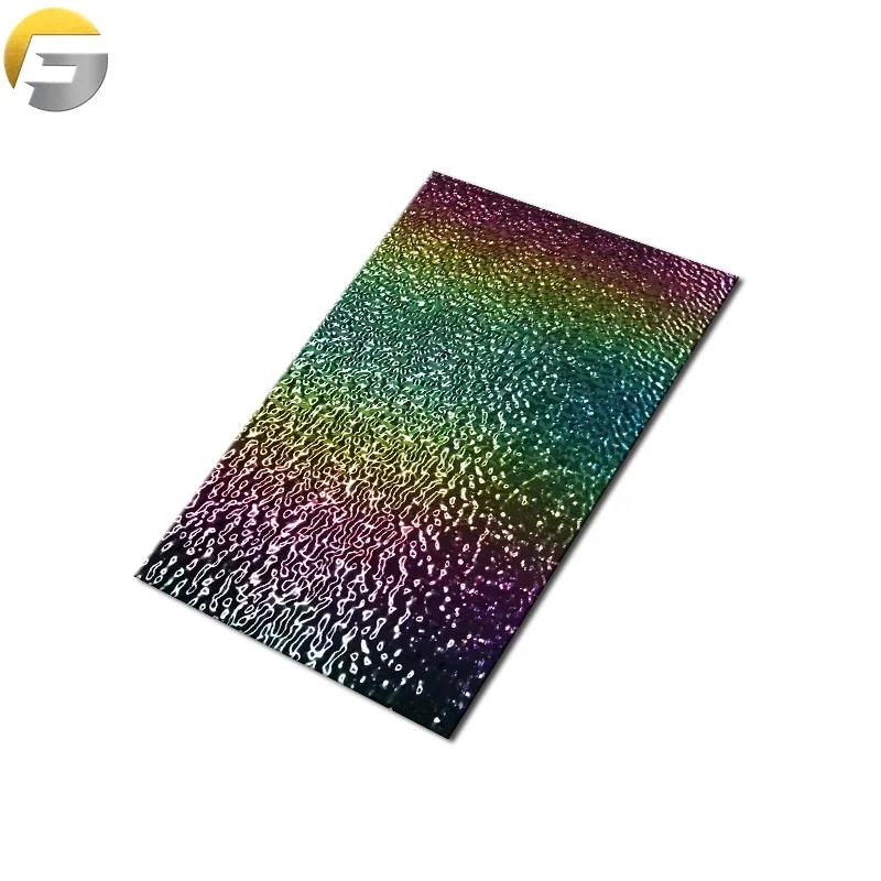 ZB0313 Modern Design Pvd Coated 201 304 Embossed Water Ripple Stainless Steel Sheet For Renovation