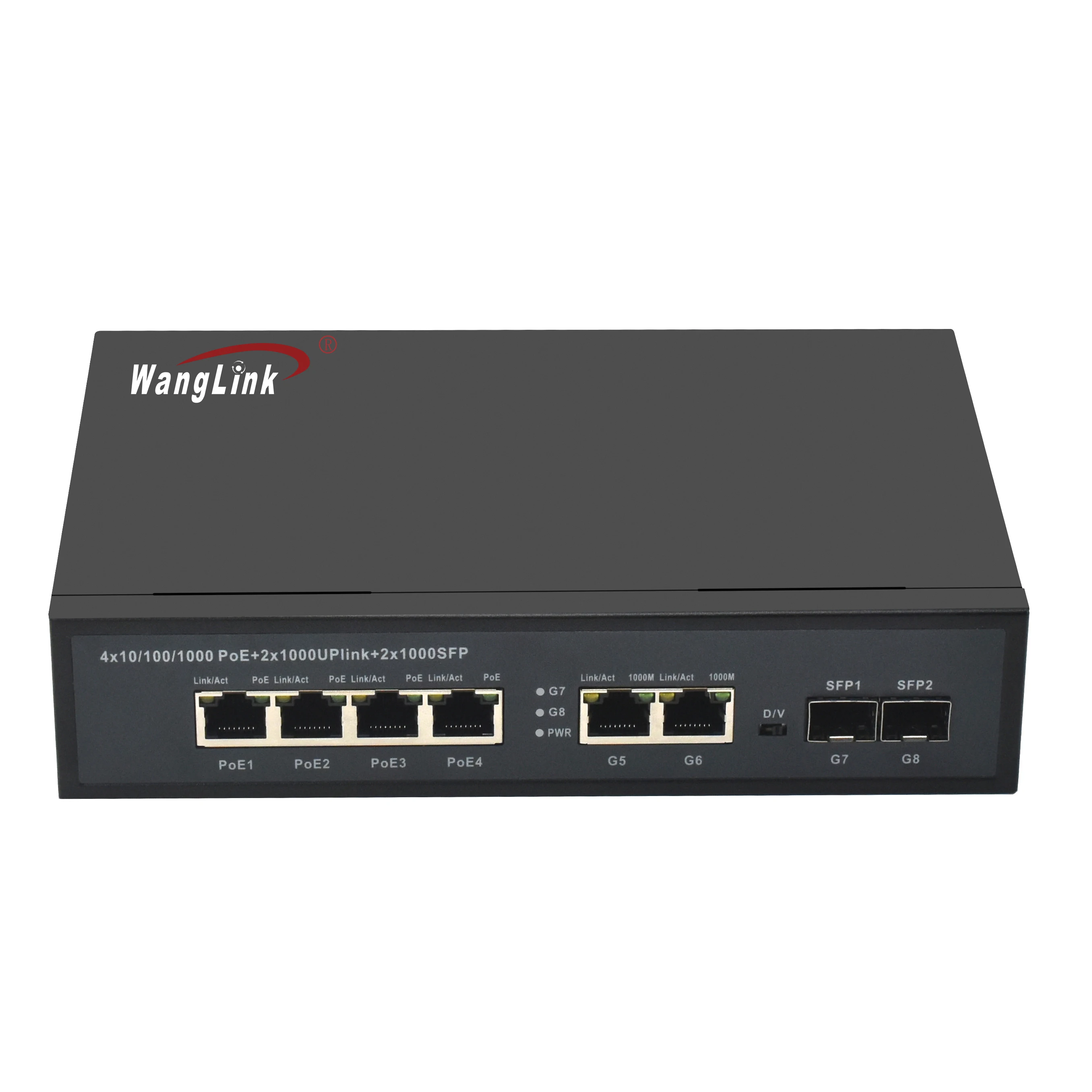 Wanglink 4 Ports Standard POE Power Supply Switch 10/100/1000M 4+4 Port Network POE Switch for CCTV IP Camera
