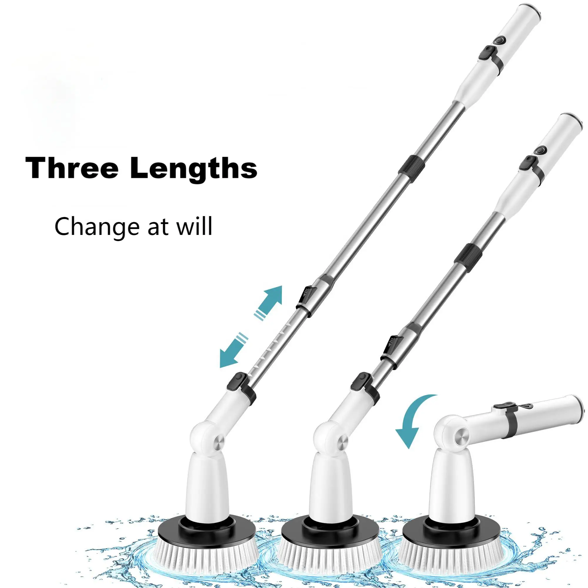 Electric Spin Scrubber Cordless Bath Tub Power Scrubber with Long Handle & 7 Replaceable Head for Bathroom and Tile Floor