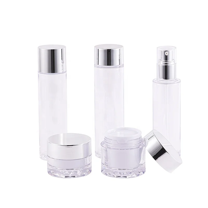 Empty Luxury 30g 50g Cream Bottle 100/125/150ml PET Plastic Lotion Pump Skincare Cosmetic Bottle Set