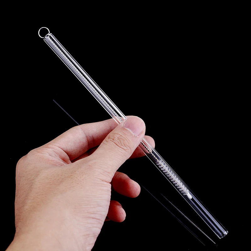 Drinking Straw Custom Logos Eco Friendly Reusable Glass Straw 1 Piece Transparent Bar Accessories Reusable Plastic Straw 12 Inch
