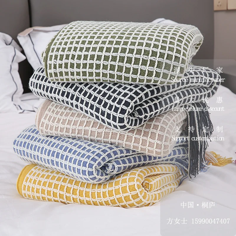 2024 Hot Sale Acrylic Knitted New Design Blanket Woven Blanket with Tassels    Throws and Blankets for Decoration