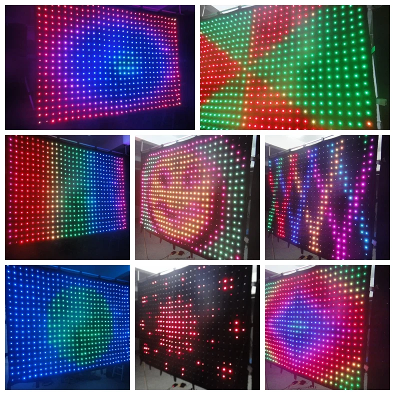 Lighting up your mobile stage  P10 2mx2m  stage background use led video curtain led video drape led star curtain