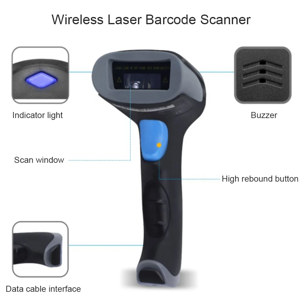  Excellent Quality Cheap Handheld Laser Reader Bar Code Portable 1D Wireless 2.4g Barcode Scanner For