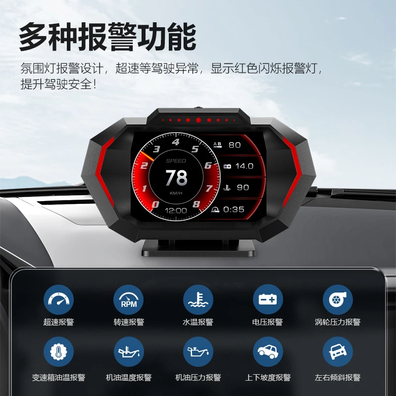 На нескольких языках OBD2 GPS турбо-давление P24 спидометр измеритель скорости сканер для автомобилей